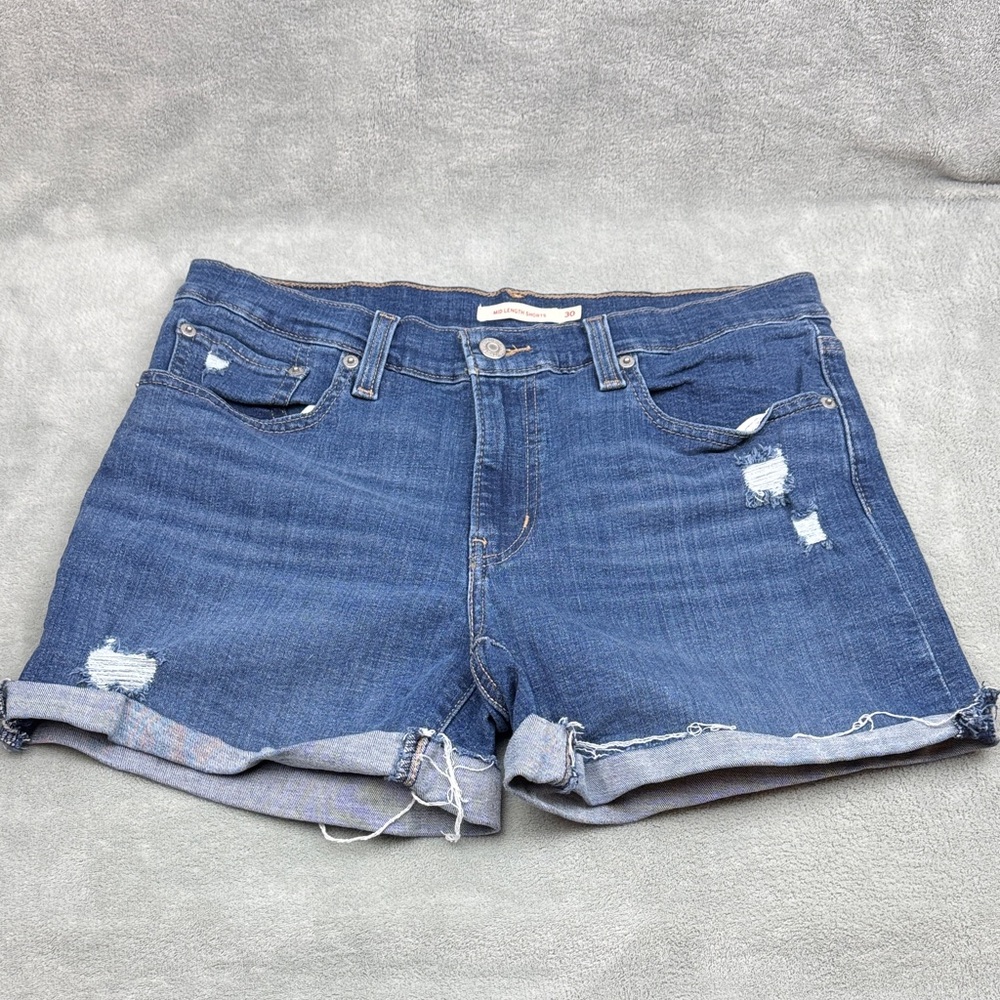 Levi's Distressed Mid Length Jean Shorts 30